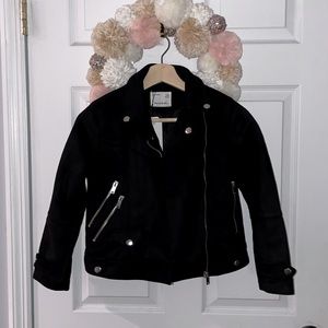 Zara Unisex Kids Suede Moto Jacket
